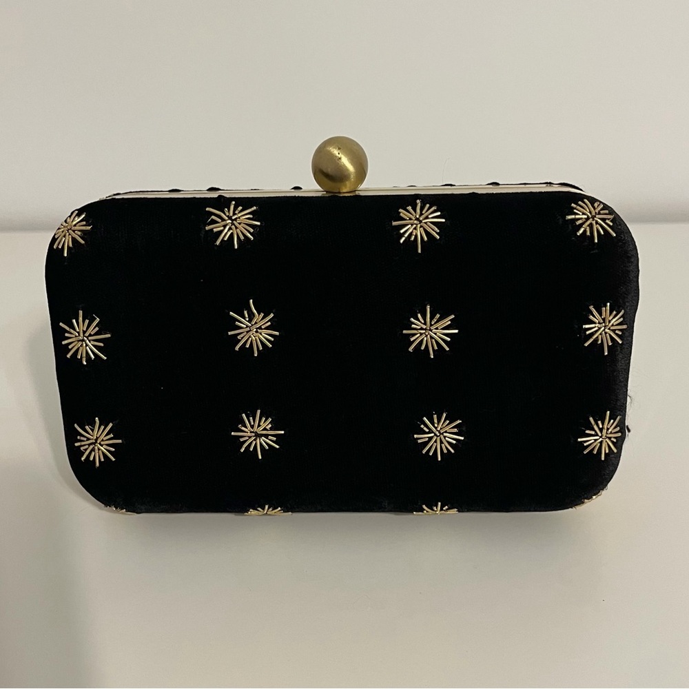 From St Xavier North Star Box Clutch - Black & Gold